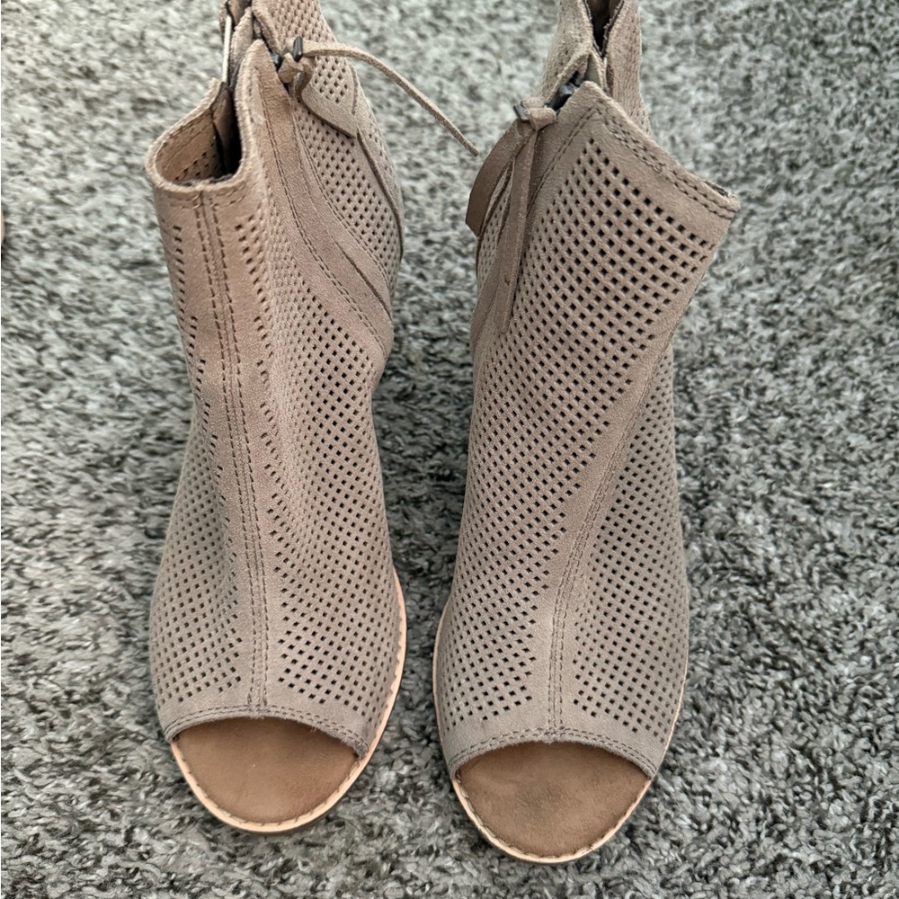 Toms Gray Perforated Ankle Booties